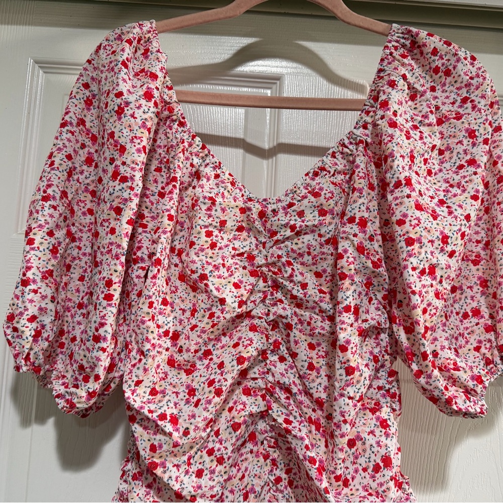 NWT Lulu’s Beautiful Hues Ivory Floral Print Puff Sleeve
Ruched Bodysuit Size XL - Picture 14 of 15